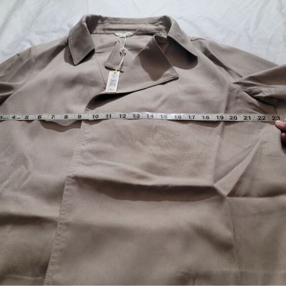 Max Studio Women's Jacket sz XL Tan Lapel Trench Coat W/ Belt & Pockets Overcoat - Picture 10 of 13
